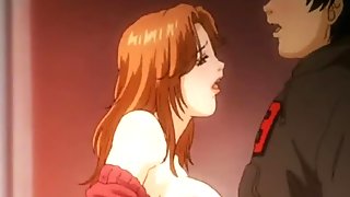 Anime babe with huge boobs doing blowjob