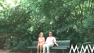 German blonde loves to have sex in public