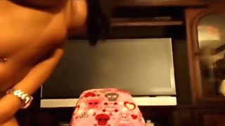 Adorable tanned chick is sucking and fucking 2 dildos on webcam at home
