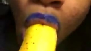 Sucking a banana on skype