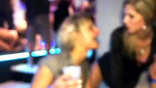 Frisky drunk lesbians are polishing each others pussies at the party